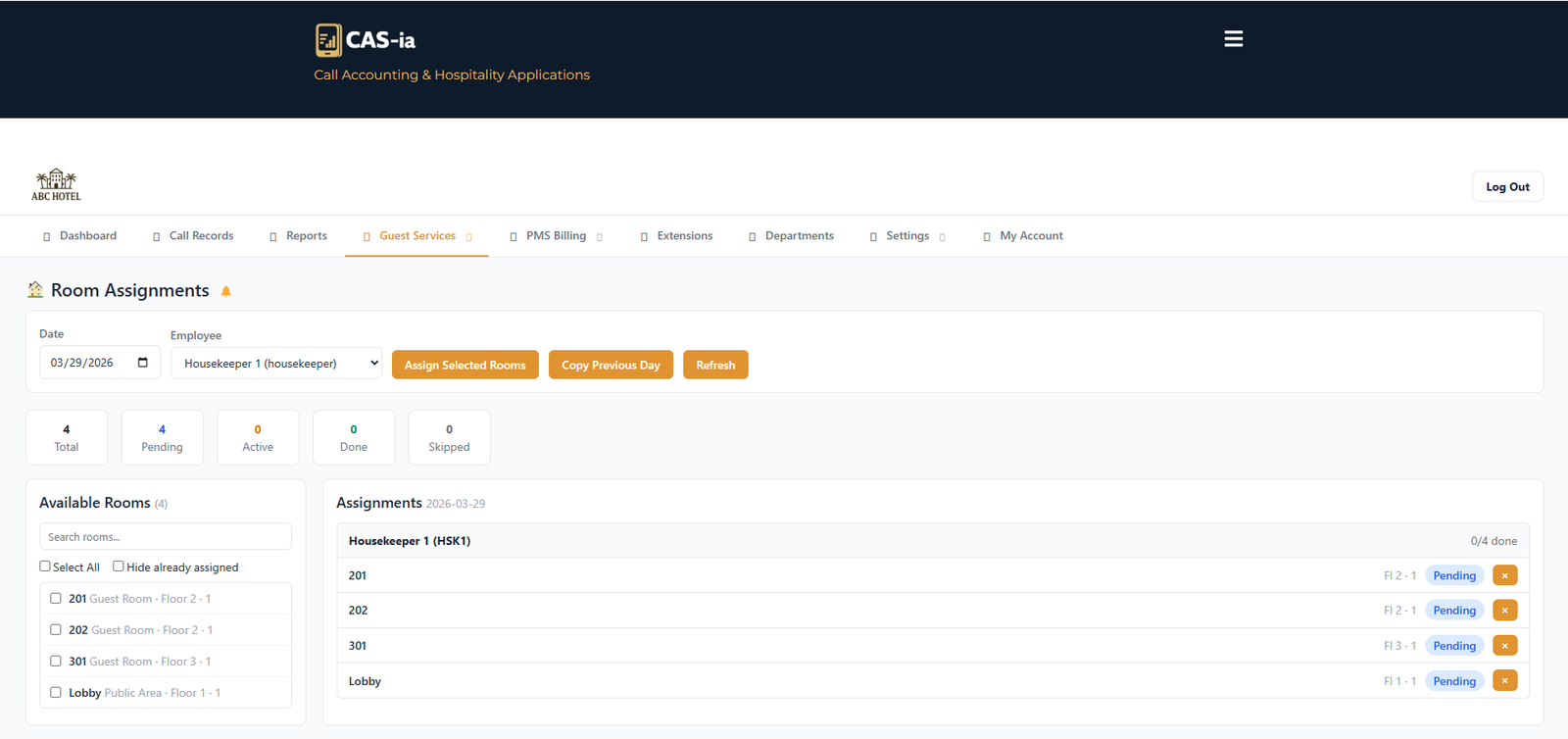 Housekeeping Assignment Board
